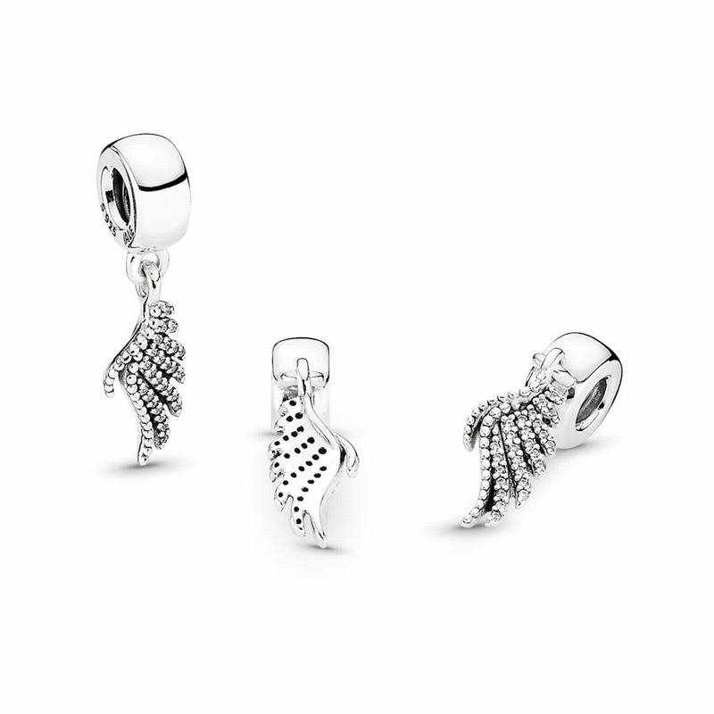 Pandora Majestic Feather Dangle Charm - Sterling Silver/Cubic Zirconia - Canada | DH8273QB